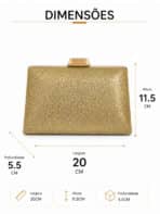 Bolsa Feminina Clutch Festa Luxo Brilho Casamento Formatura Madrinha Alça Corrente - Imagem 7