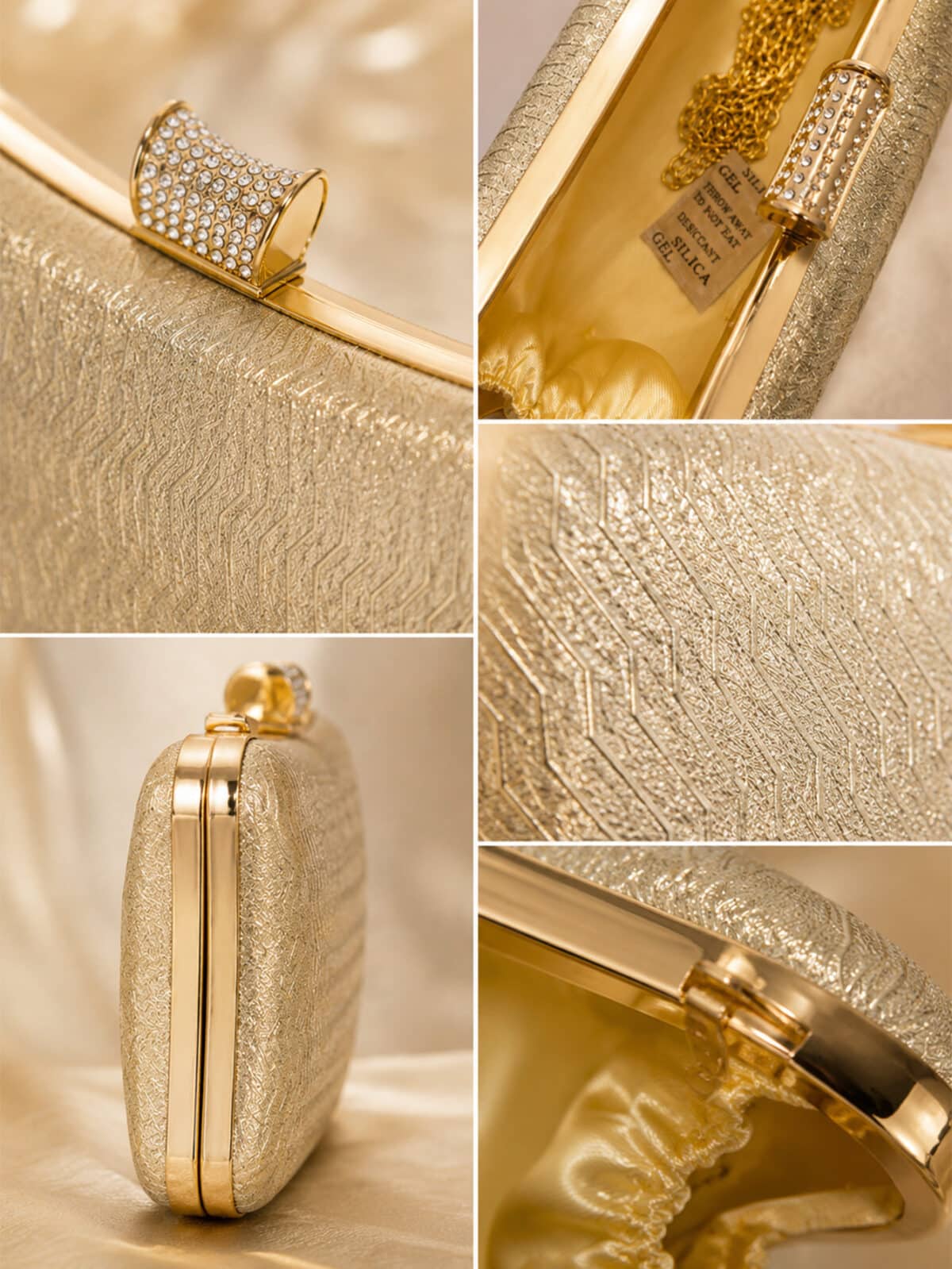 Bolsa Feminina Clutch De Festa Luxo Com Strass Casamento Madrinha Brilho Elegante - Imagem 6