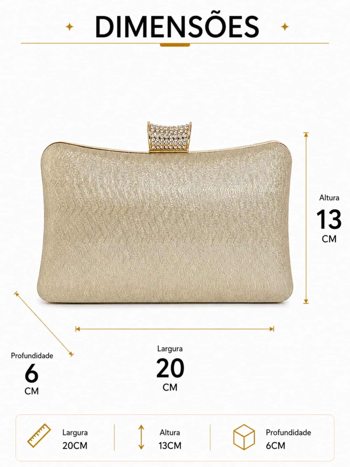 Bolsa Feminina Clutch De Festa Luxo Com Strass Casamento Madrinha Brilho Elegante - Imagem 8