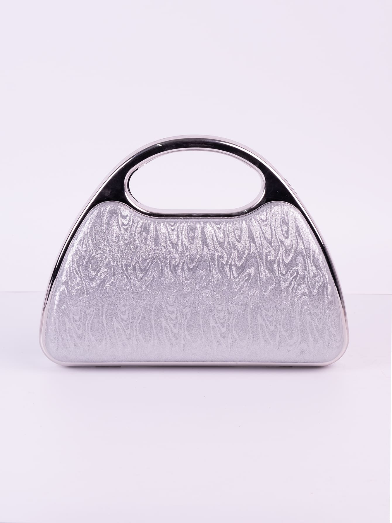 C600-4-Prata-03 Clutch Bolsa de Festa Madrinha Casamento Formatura Luxo Rígida com Alça Fixa e Corrente - Imagem 1