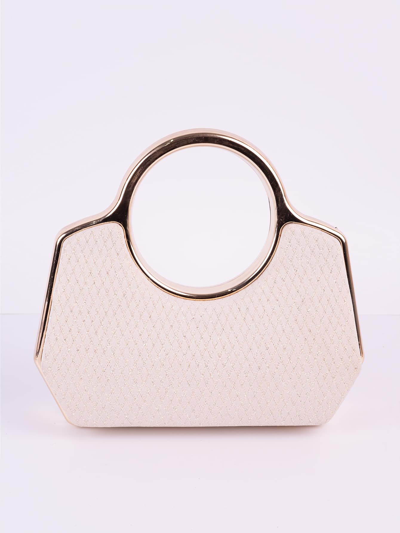 C600-5-Dourado-02 Clutch Bolsa de Festa com Alça Redonda Rígida Madrinha Casamento Luxo Metálica - Imagem 1