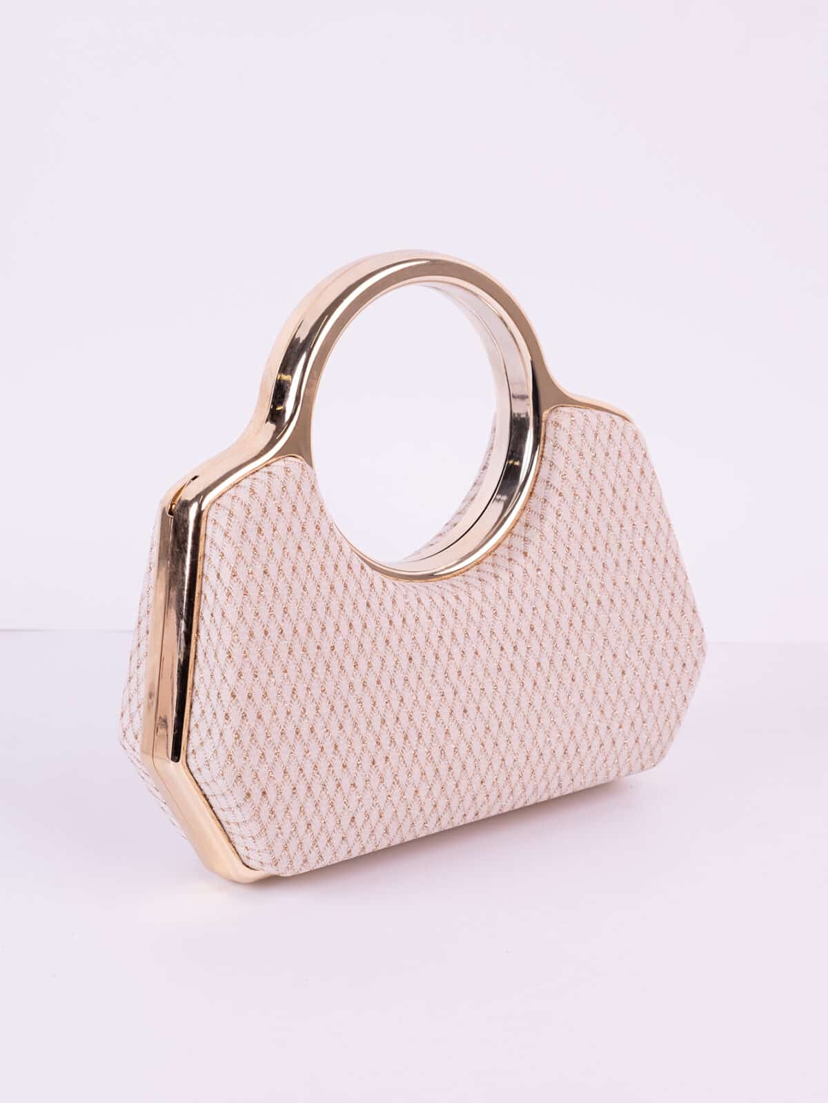 Clutch Bolsa de Festa com Alça Redonda Rígida Madrinha Casamento Luxo Metálica - Imagem 4