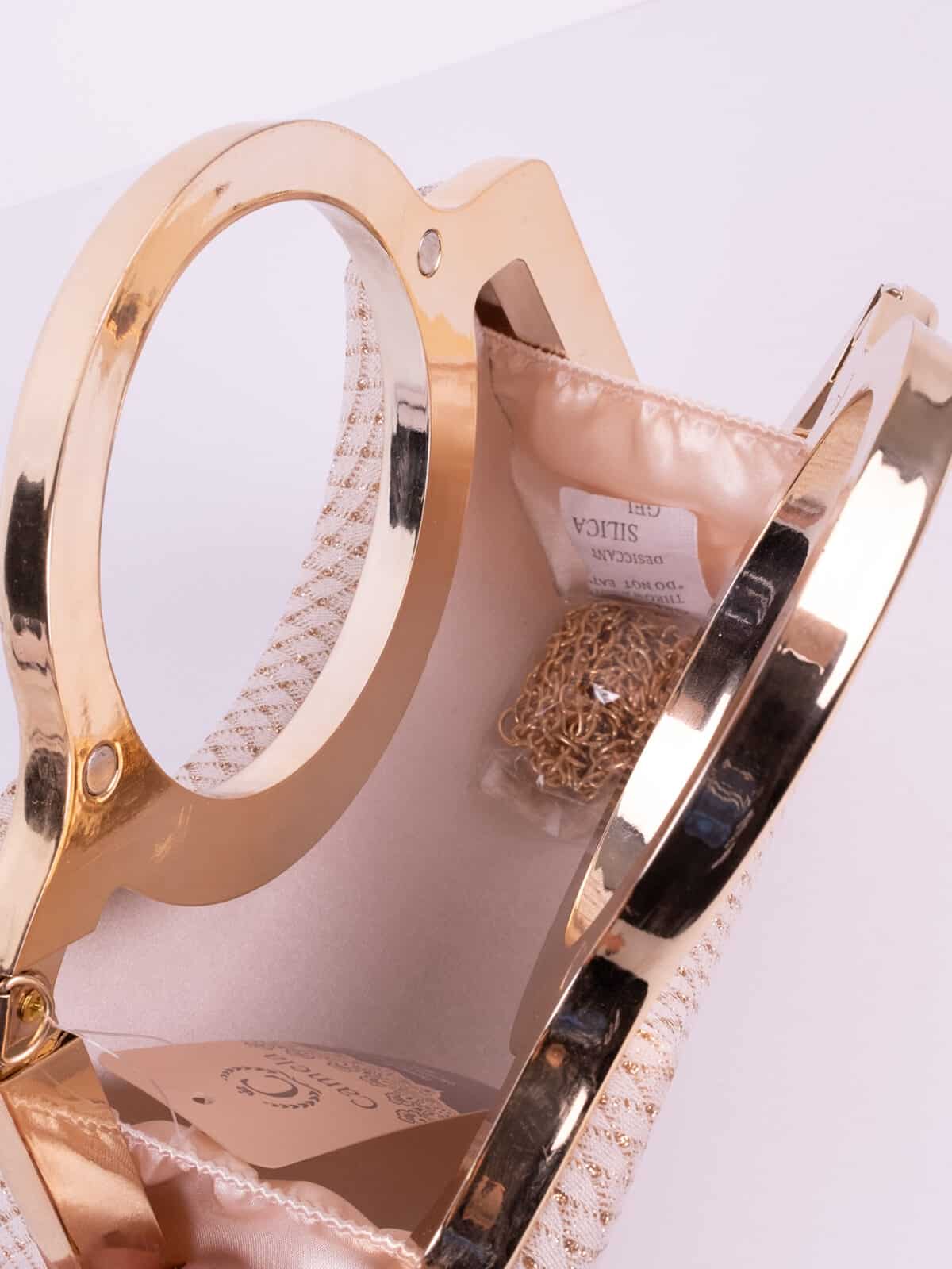 Clutch Bolsa de Festa com Alça Redonda Rígida Madrinha Casamento Luxo Metálica - Imagem 10
