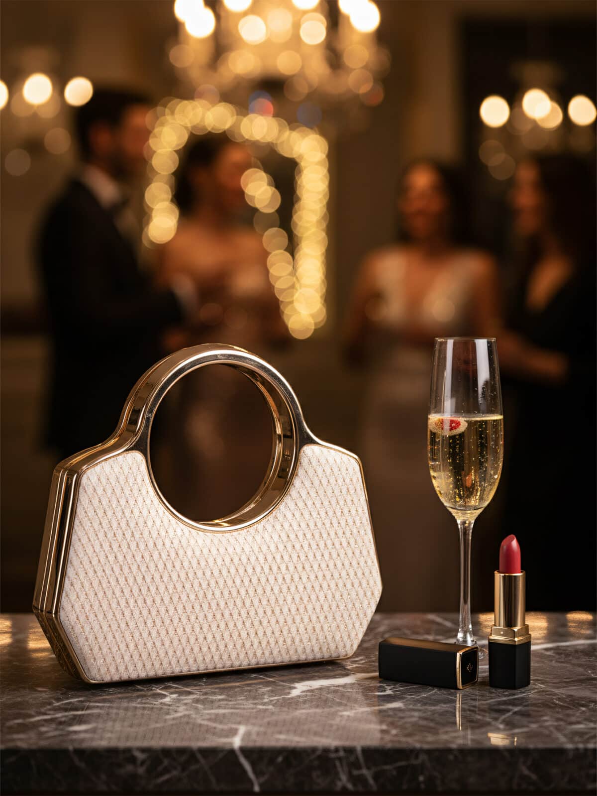 Clutch Bolsa de Festa com Alça Redonda Rígida Madrinha Casamento Luxo Metálica - Imagem 6